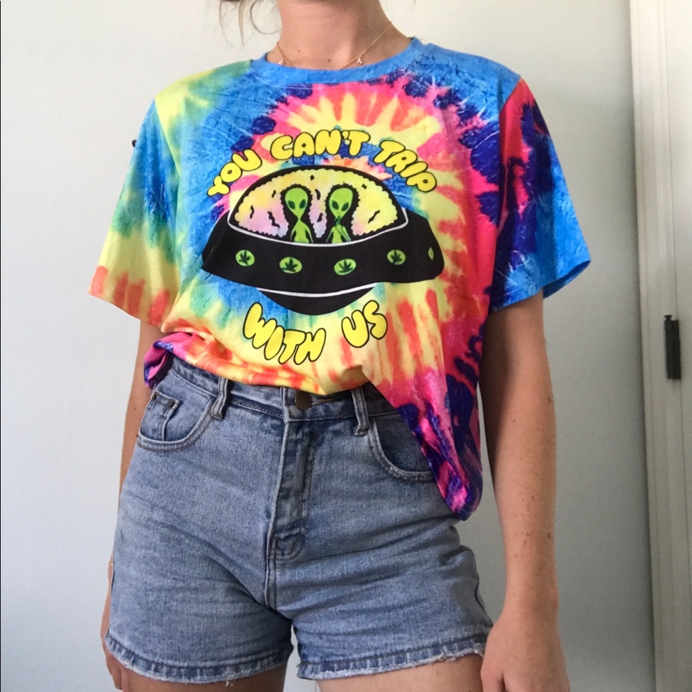 “You Can’t Trip With Us” Tie Dye Cropped T- Shirt